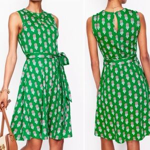 Boden Mila Jersey Sleeveless Dress Rich Emerald Dahlia Fit Flare Green Print 16